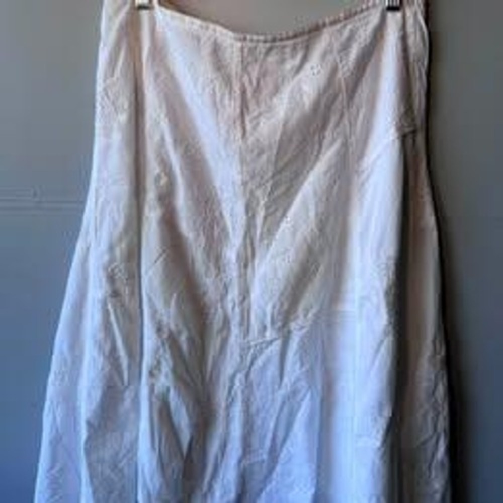 Chicos White Embroidered Cotton Midi Skirt Size 1 Medium A-Line Floral Boho